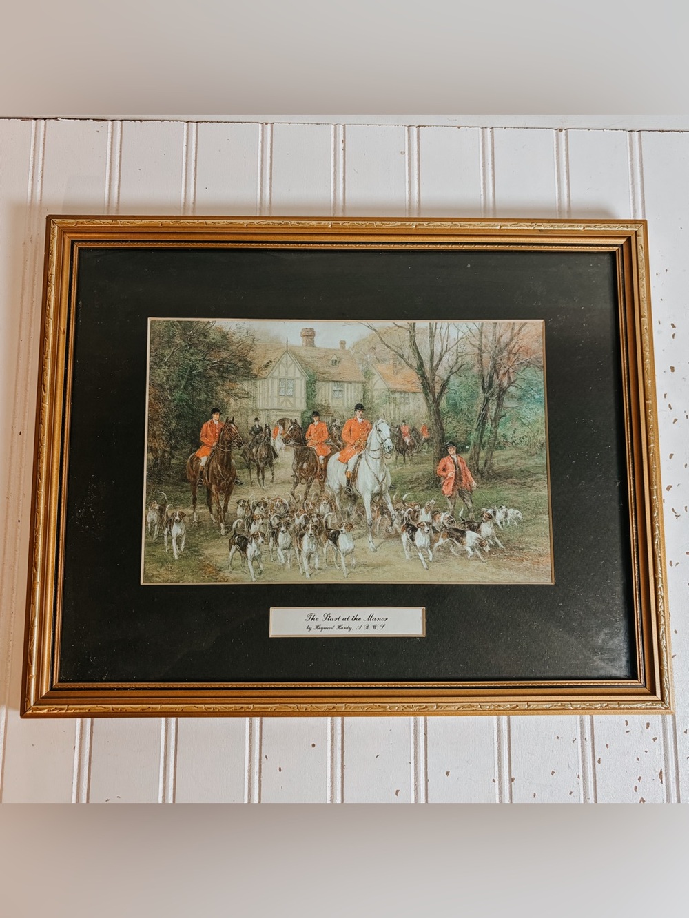 Vintage Hayward Hardy Gold Framed Print | “The Start at the Manor” | Fox Hunting